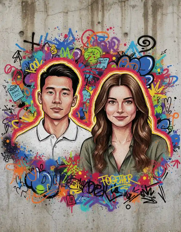 Graffiti Art Doodle — AI Couple Photo AI Cinematic Couple Portraits Template