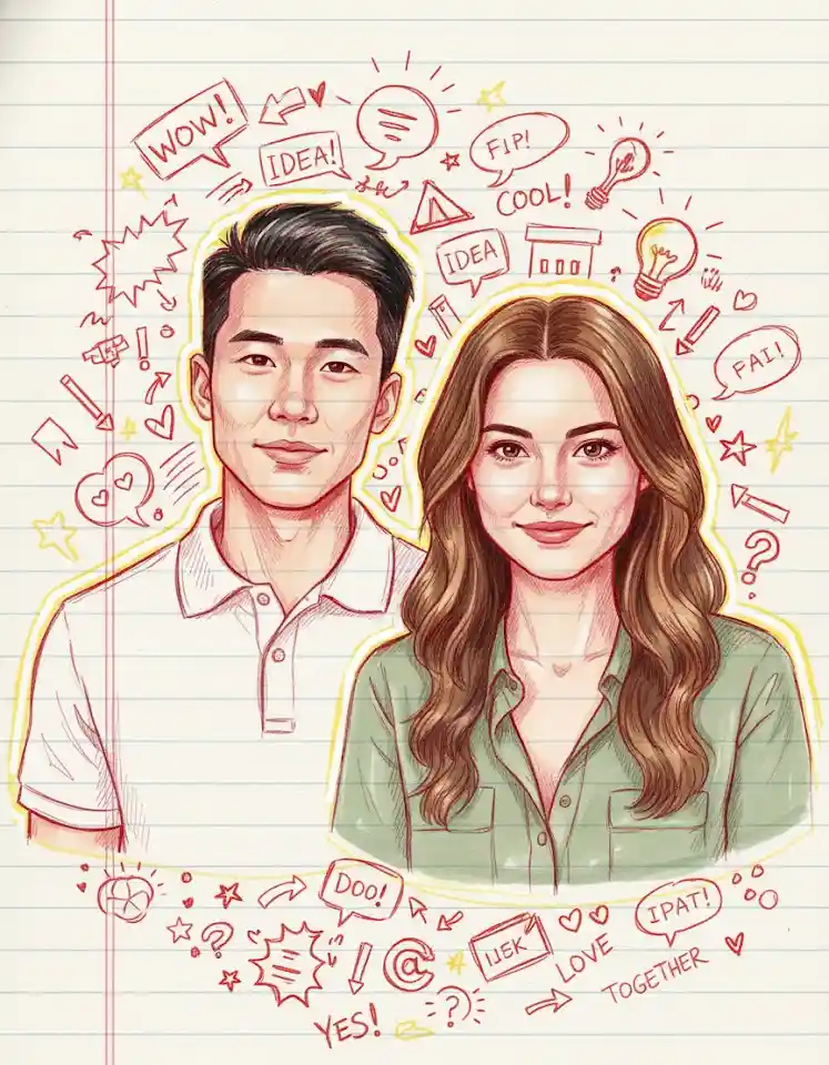 Hand Drawn Doodle — AI Couple Photo AI Cinematic Couple Portraits Template
