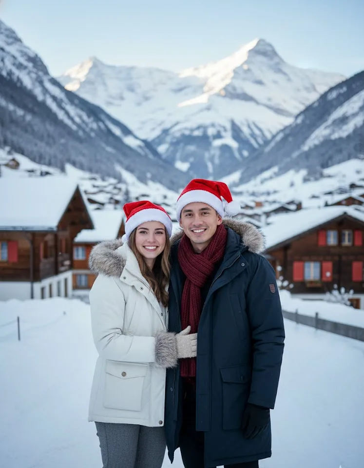 Christmas Swizer AI Couple Photo Template
