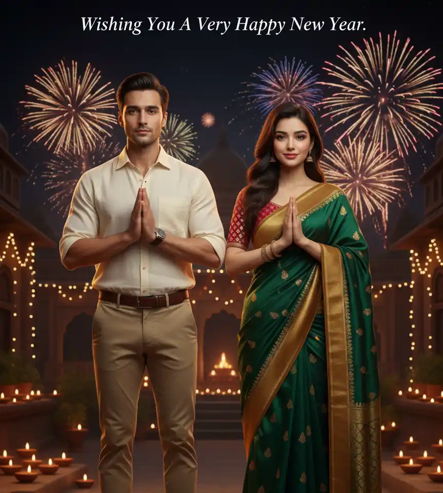 Happy New Year AI Couple Photo Template