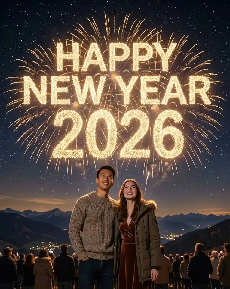 Hilltop View Party AI Couple Photo Template