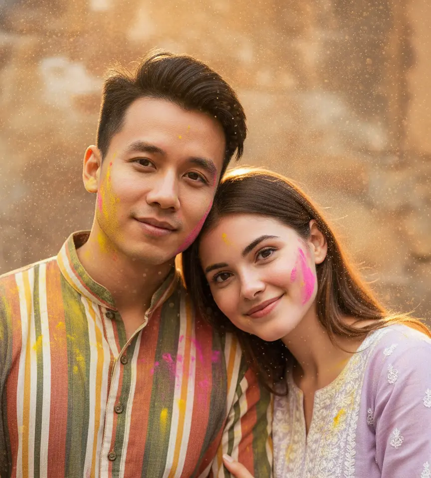 Holi Regarding AI Couple Photo Template