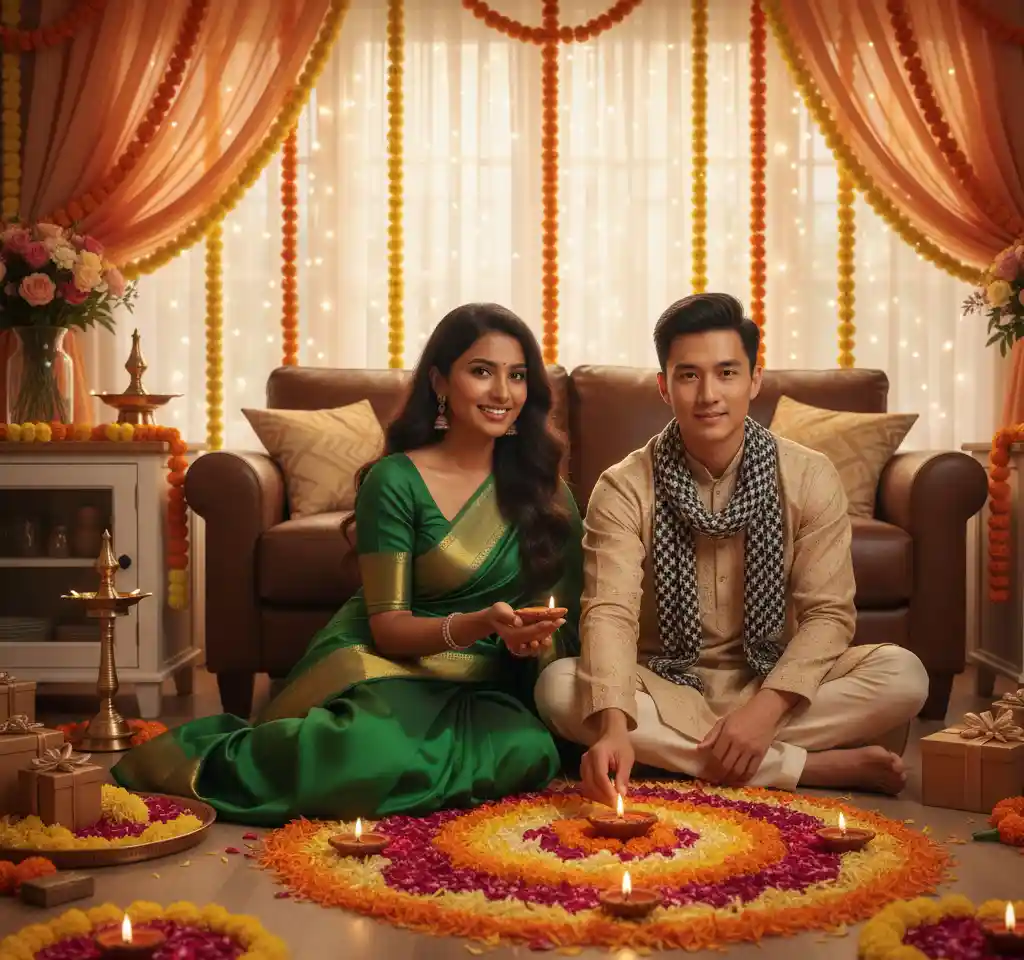 Rangoli AI Couple Photo Template