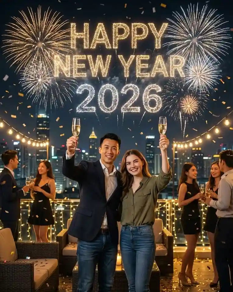 Rooftop Celebration AI Couple Photo Template