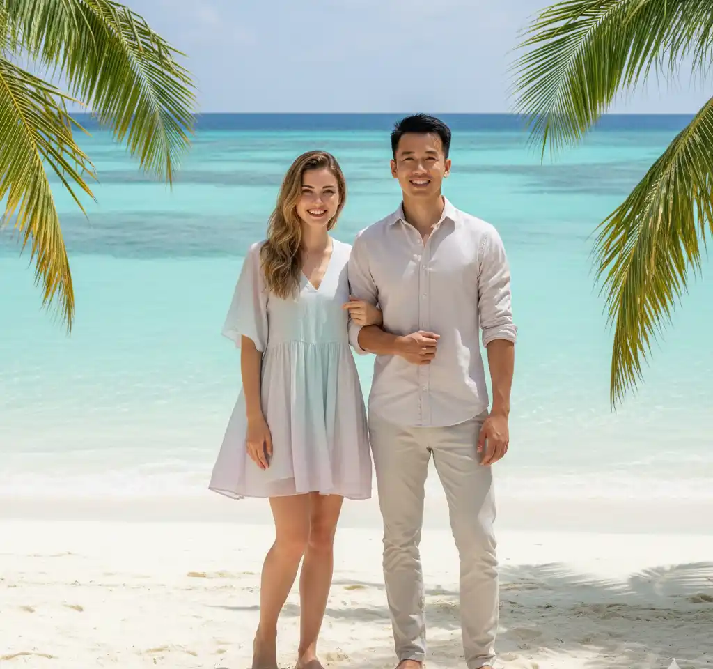 Villingili Island AI Couple Photo Template