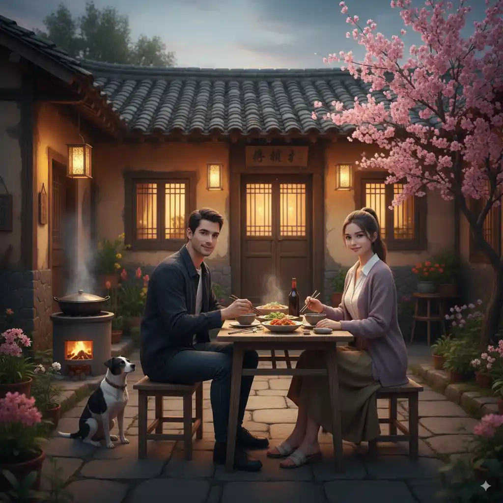 Having Dinner AI Couple Photo Template