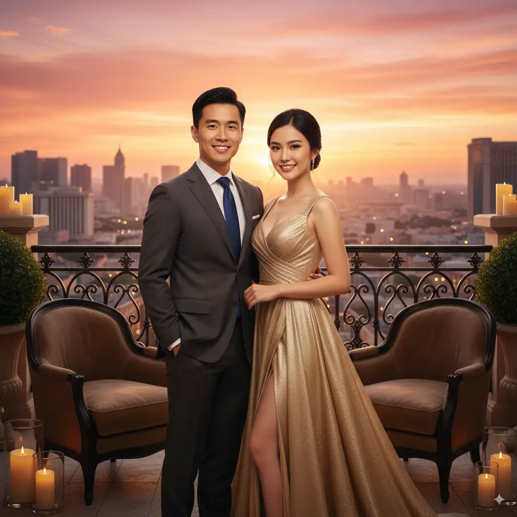 Hotel Balcony AI Couple Photo Template
