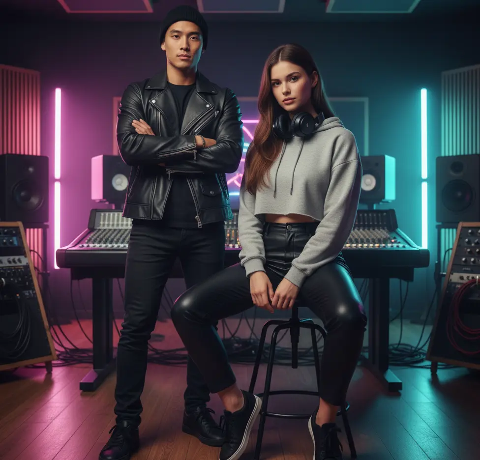Music Studio AI Couple Photo Template