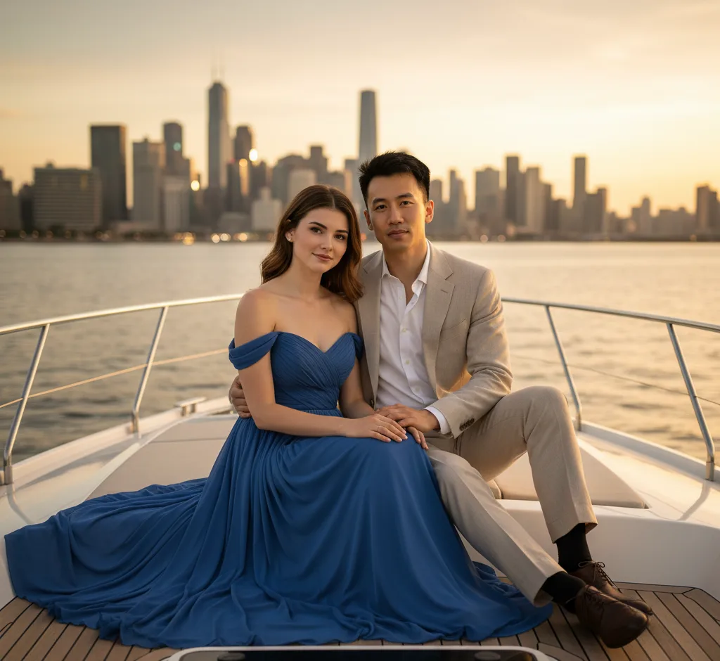 Sunset Elegance AI Couple Photo Template