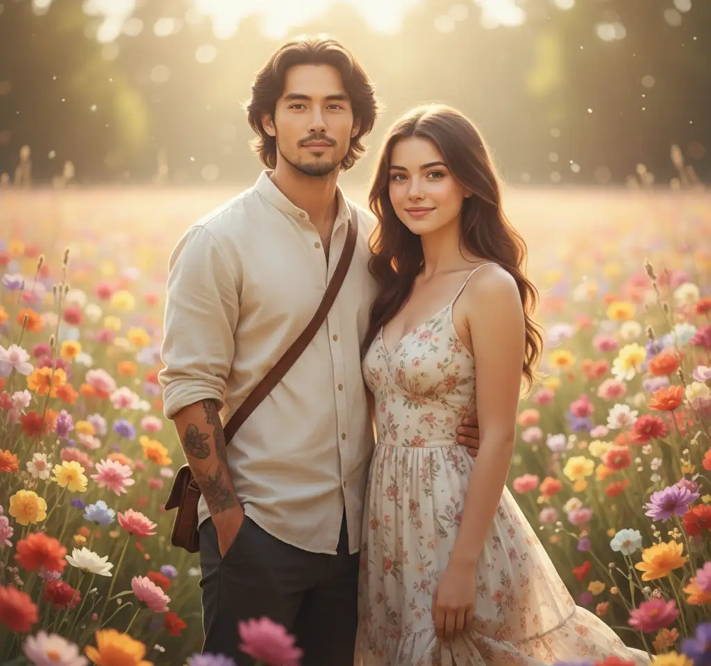 Dreamy Floral AI Couple Photo Template