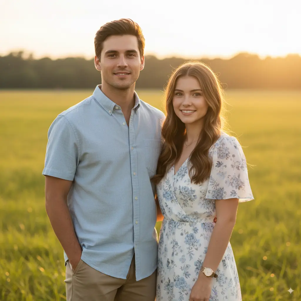 Golden Grass AI Couple Photo Template