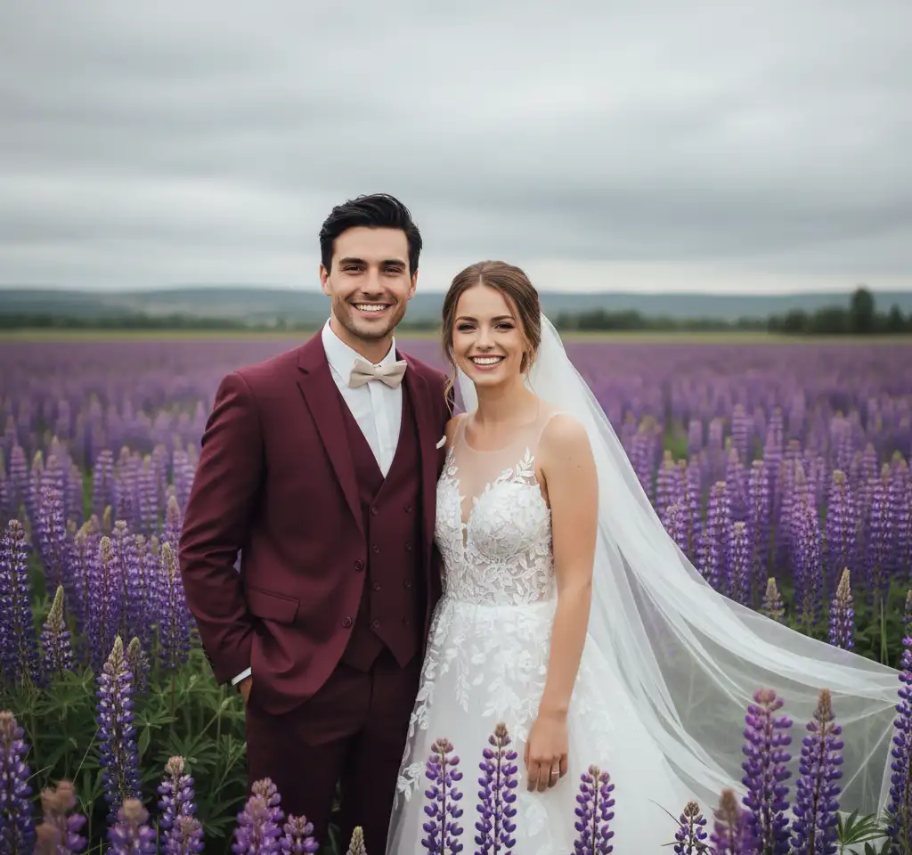 Lavender Garden AI Couple Photo Template