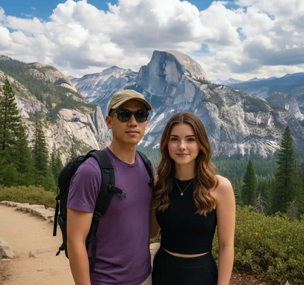 Yosemite Overlook AI Couple Photo Template