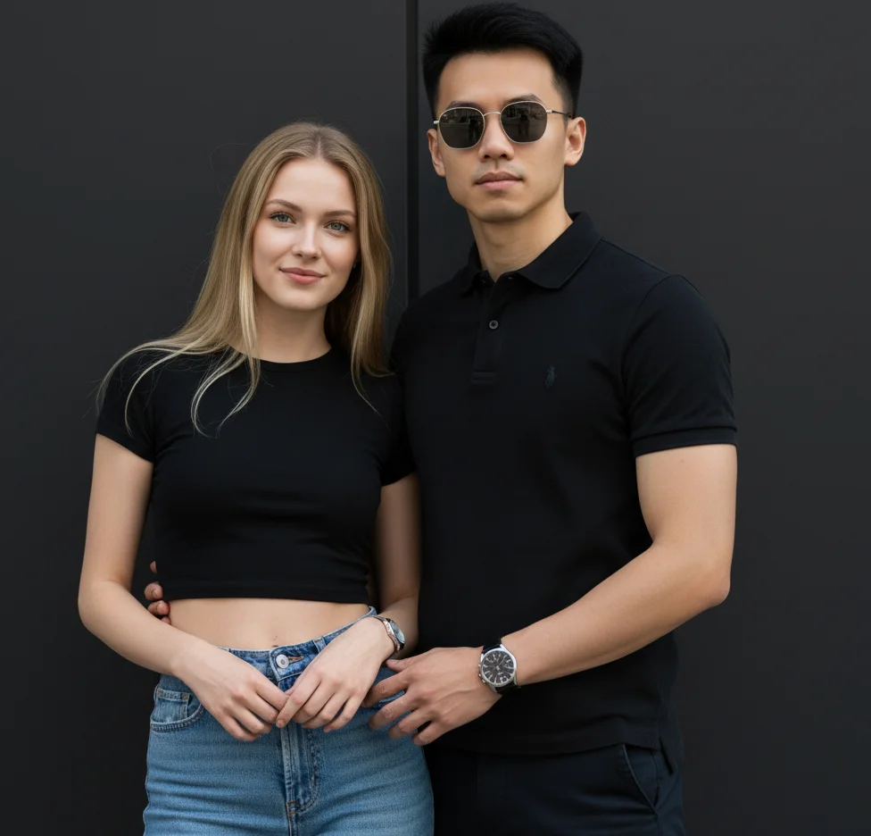 Modern Black Elegance AI Couple Photo Template