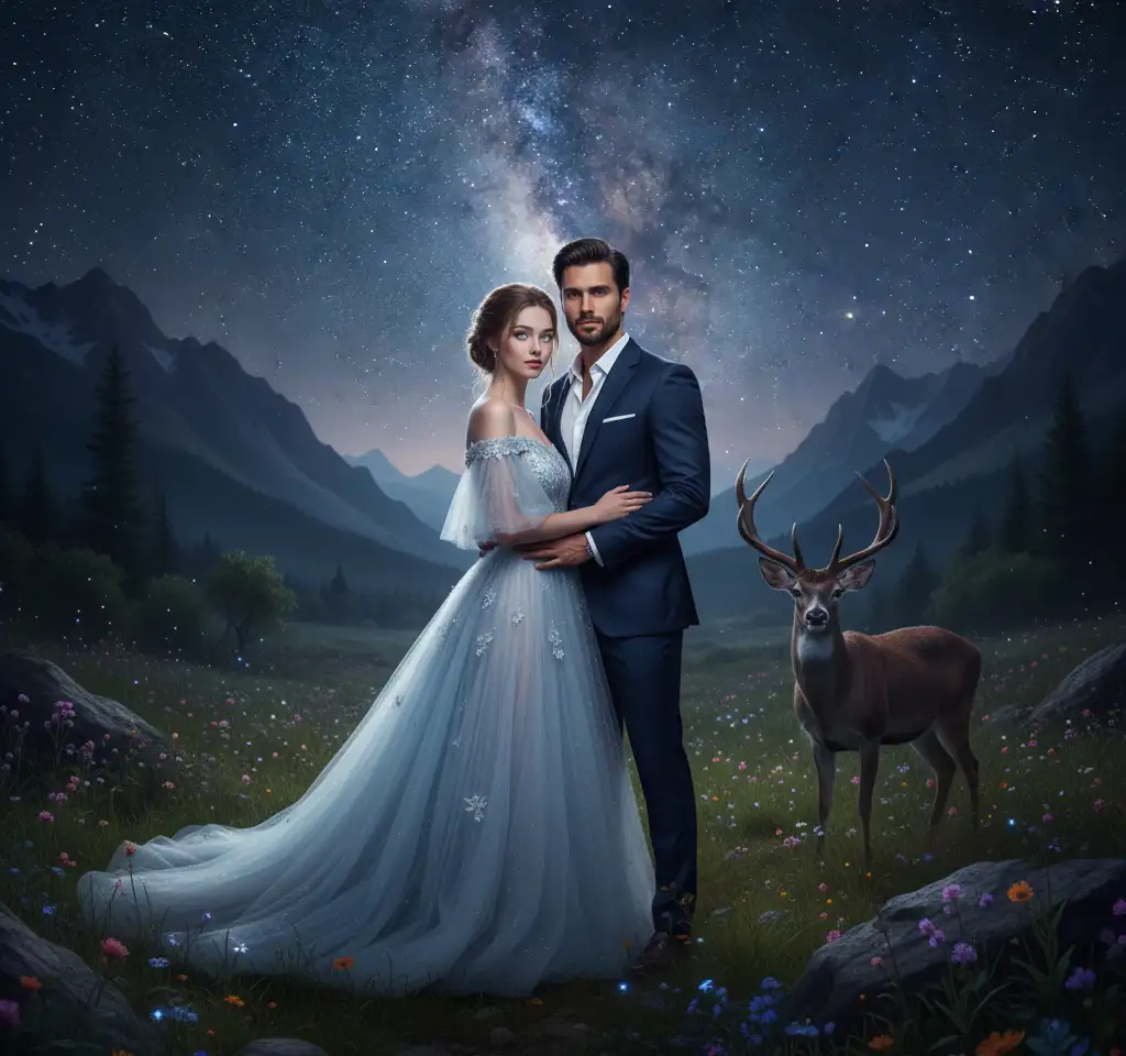 Night In Galaxy AI Couple Photo Template