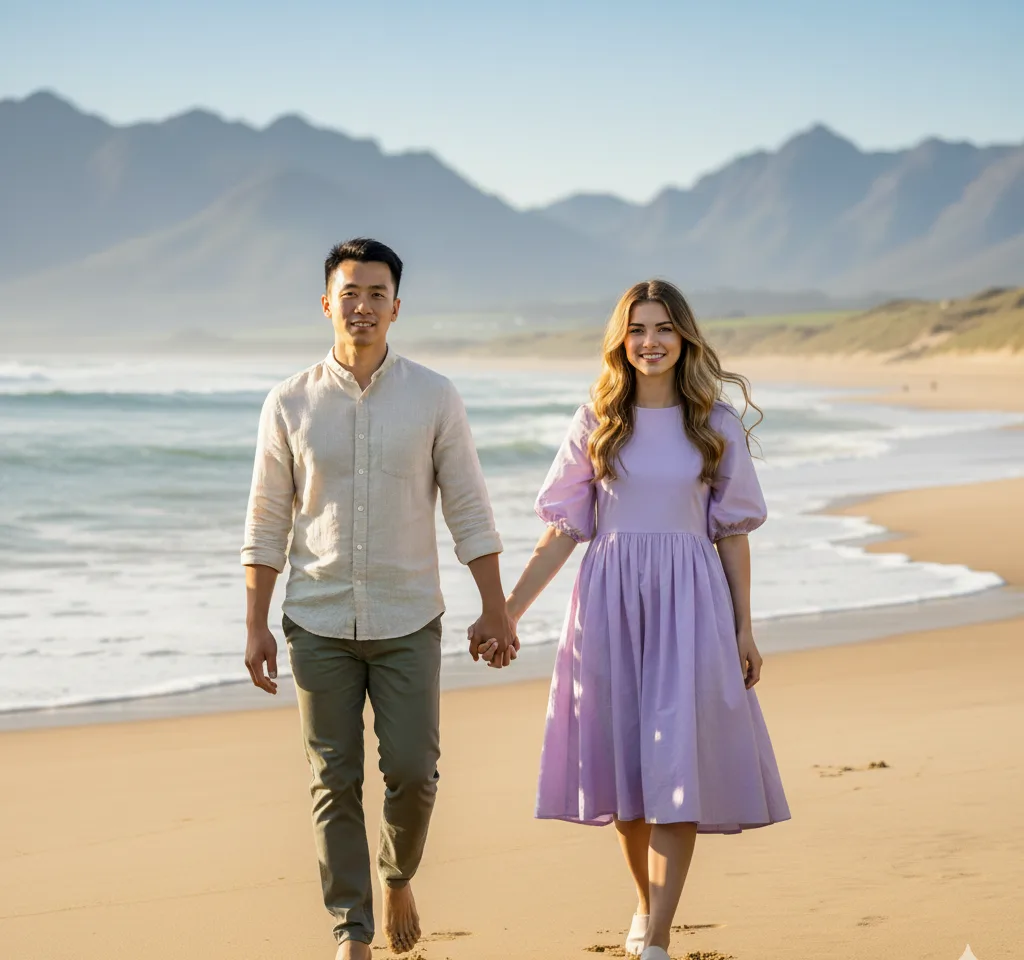 Portstewart Strand AI Couple Photo Template