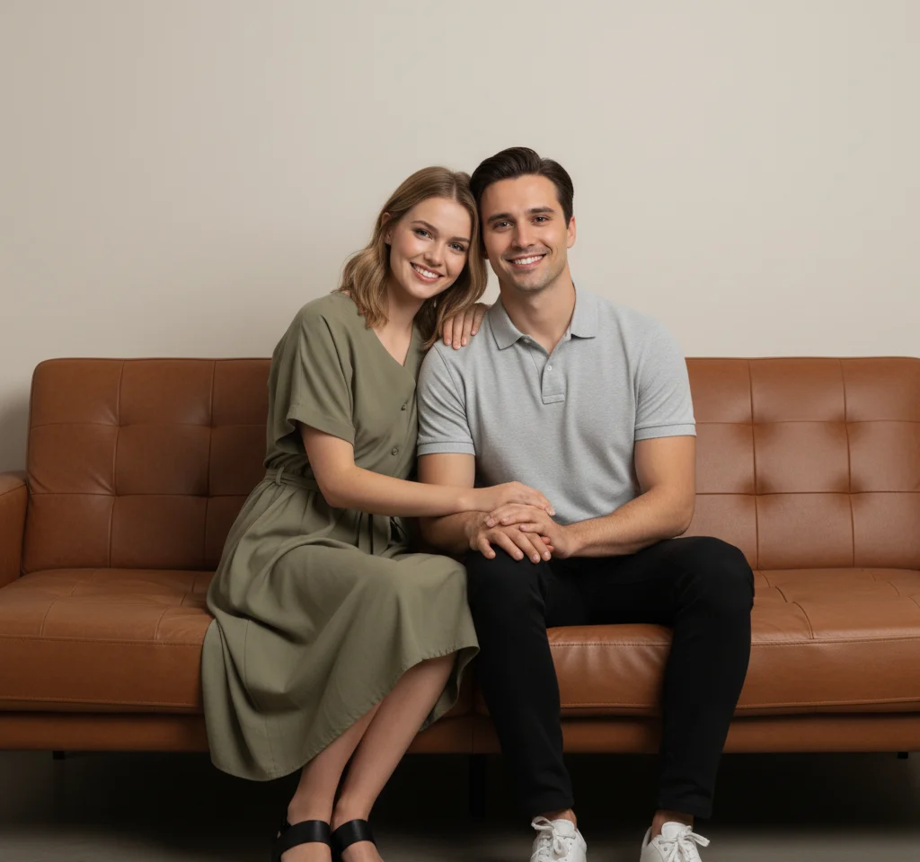 Studio In Sofa AI Couple Photo Template