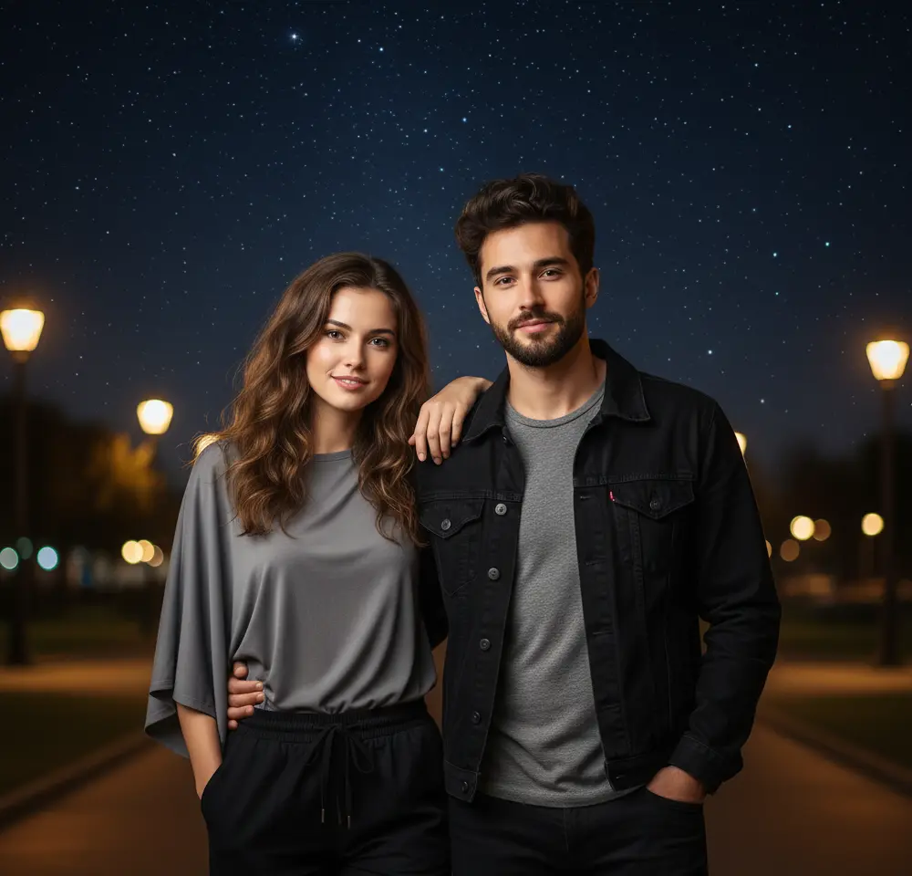 Under Starlit Sky AI Couple Photo Template