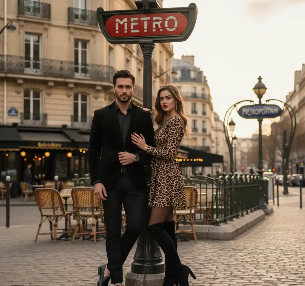 Vintage Metro AI Couple Photo Template