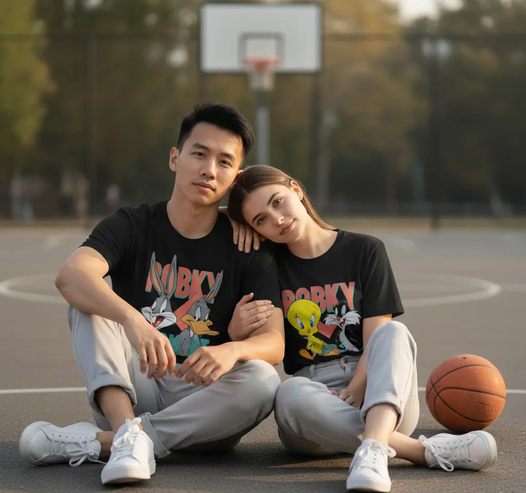 Basketball Court AI Couple Photo Template Basketball Court AI Couple Photo Template