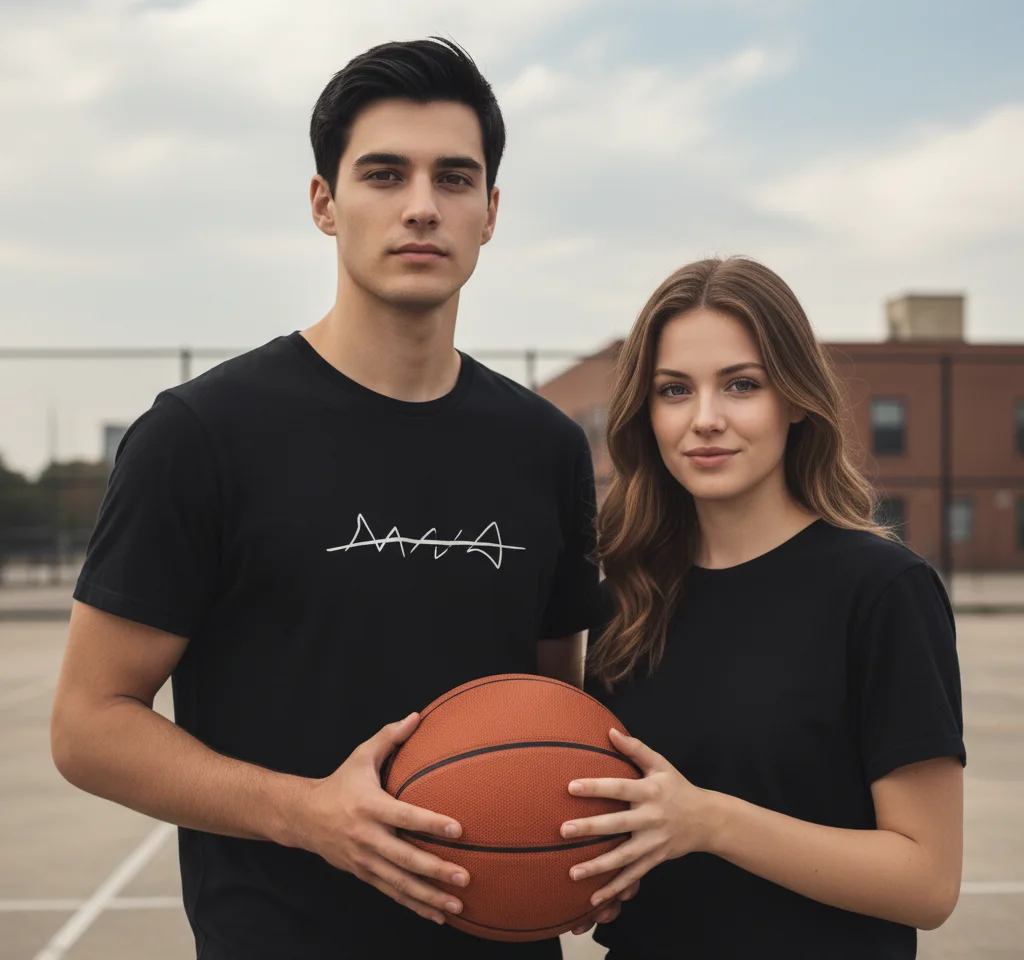 Holding Basketball AI Couple Photo Template Holding Basketball AI Couple Photo Template