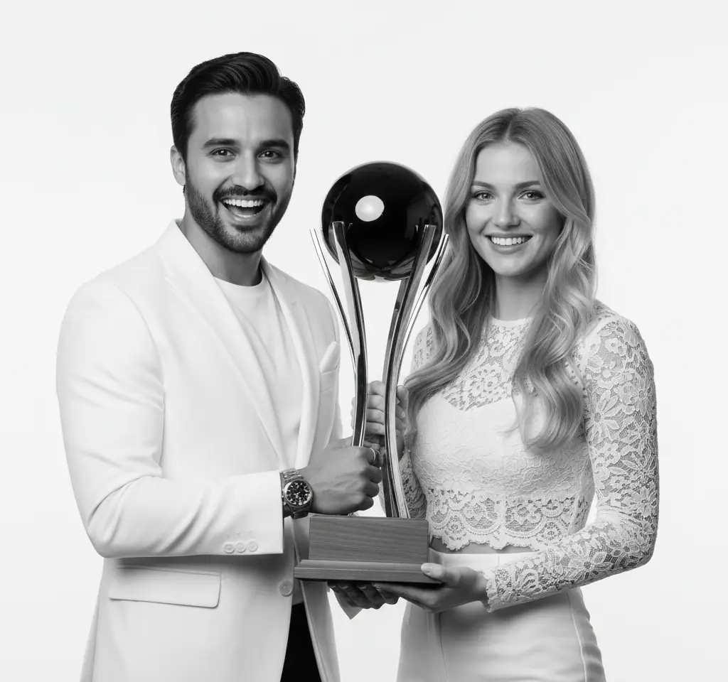 Holding Trophy AI Couple Photo Template Holding Trophy AI Couple Photo Template