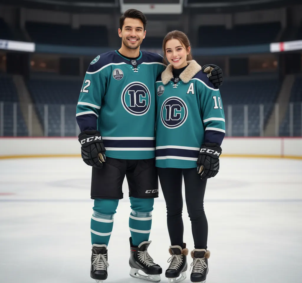 Ice Hocky AI Couple Photo Template Ice Hocky AI Couple Photo Template