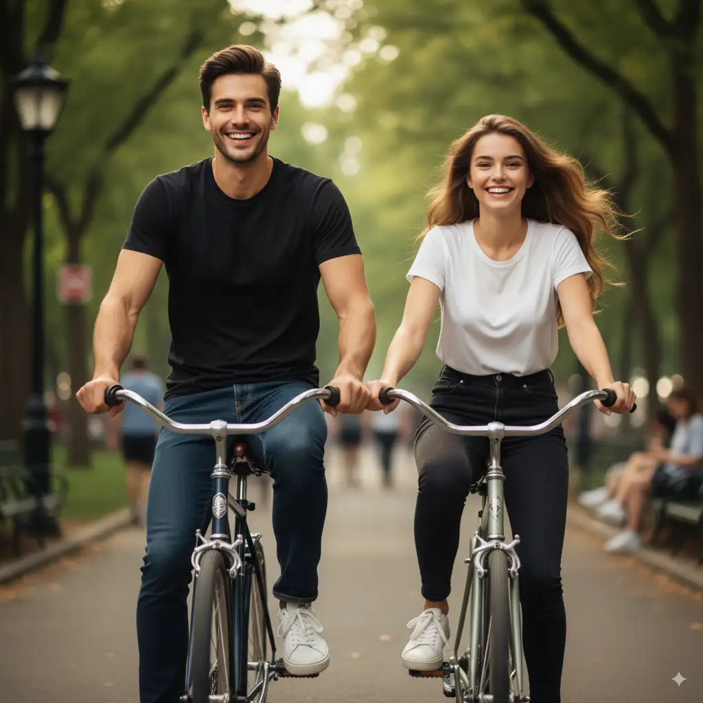 Riding Bicycles AI Couple Photo Template Riding Bicycles AI Couple Photo Template