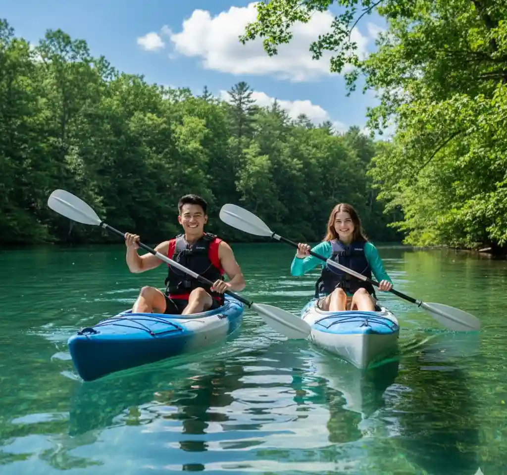 River Rafting AI Couple Photo Template River Rafting AI Couple Photo Template