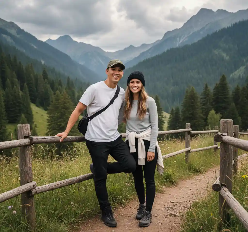 Trekking In Manali AI Couple Photo Template Trekking In Manali AI Couple Photo Template