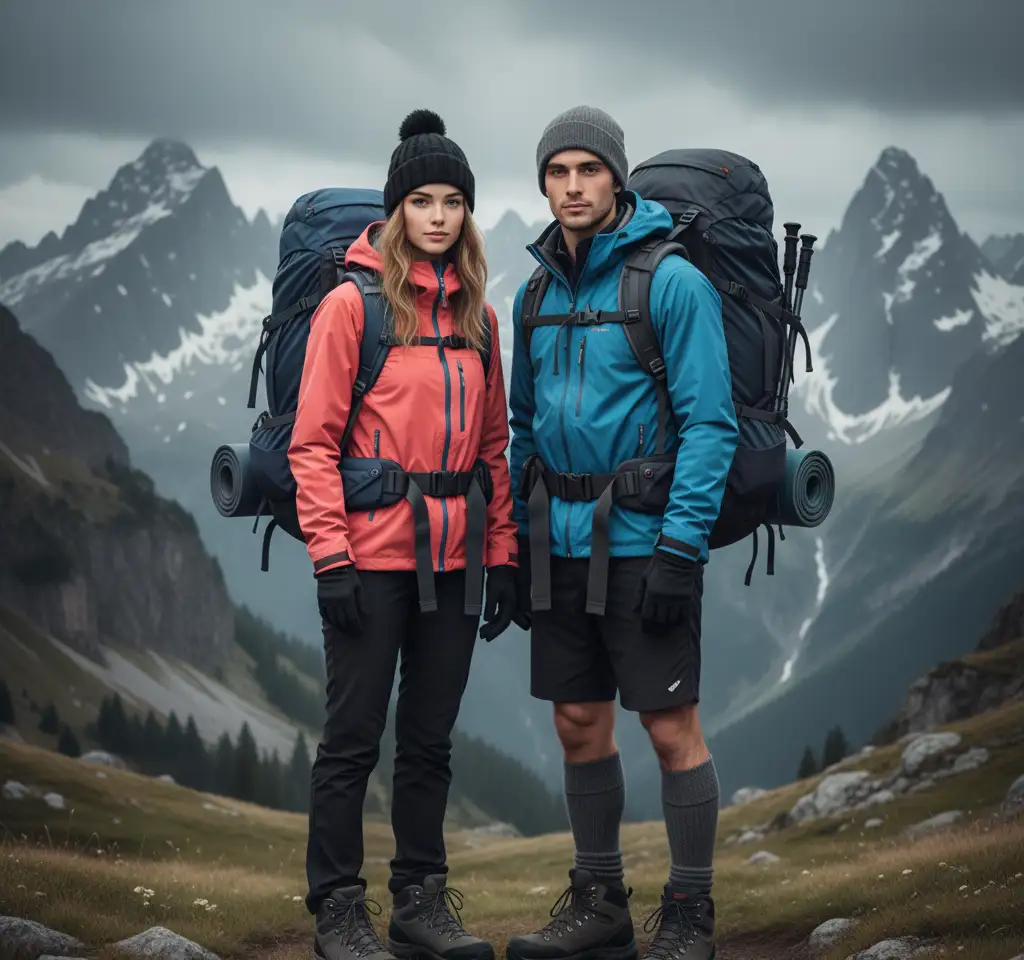 Trekking In Mountain AI Couple Photo Template Trekking In Mountain AI Couple Photo Template