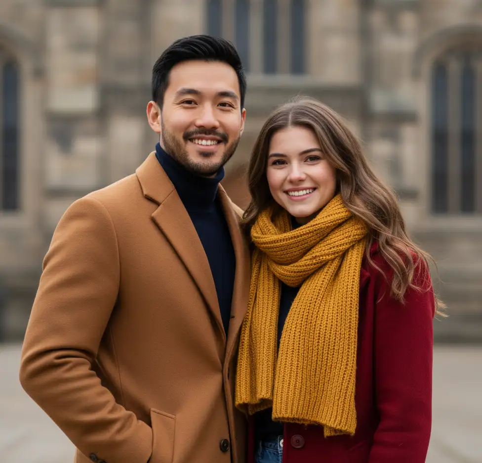 Historic Building AI Couple Photo Template Historic Building AI Couple Photo Template
