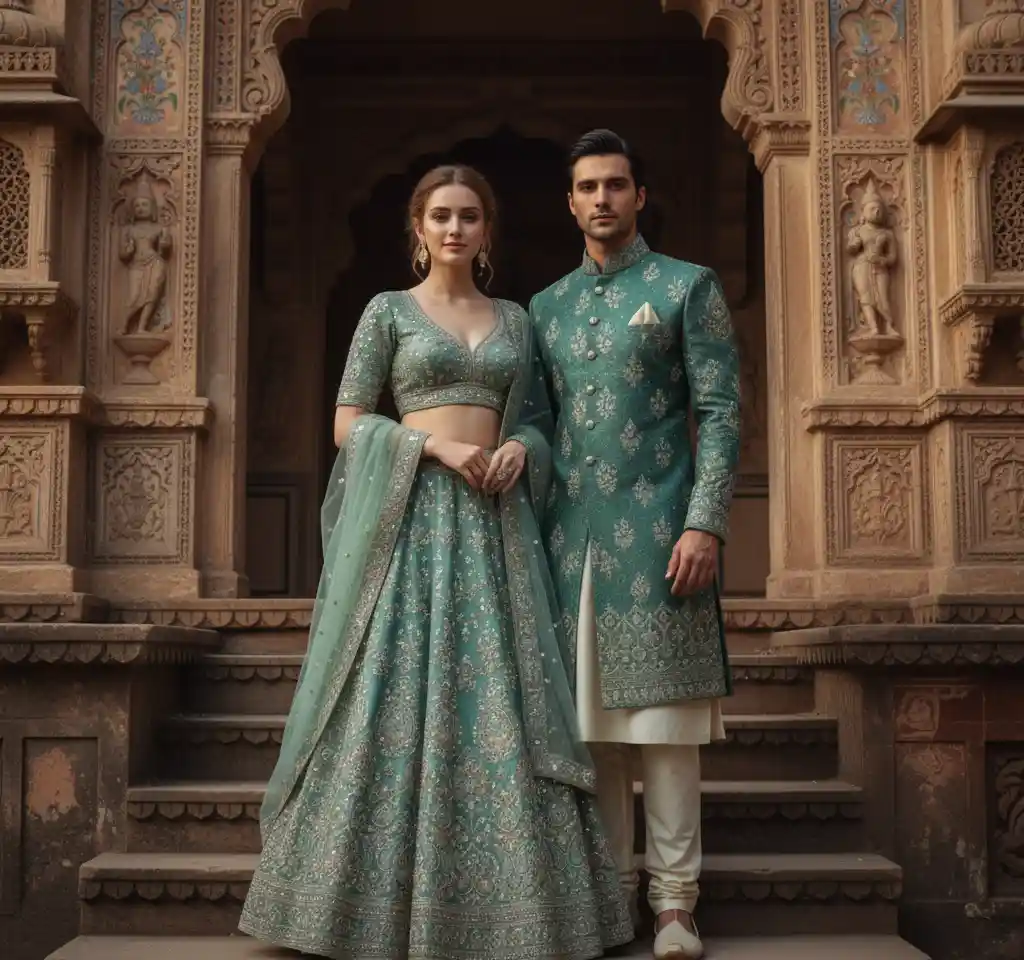 Indian Palace Adorned AI Couple Photo Template Indian Palace Adorned AI Couple Photo Template