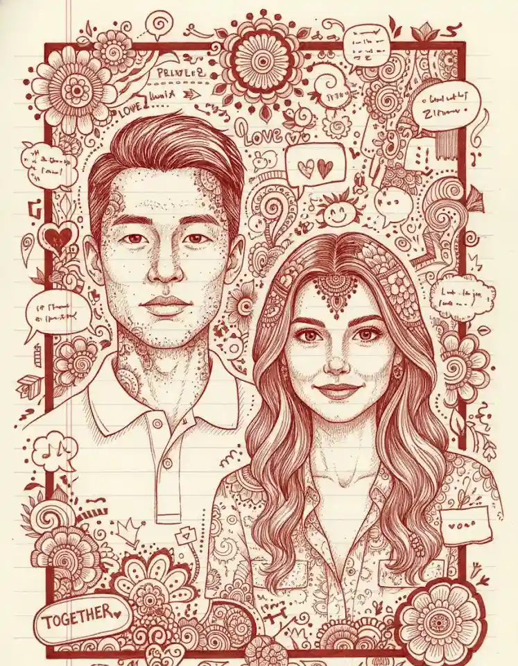Mehndi Art Doodle AI Couple Photo Template Mehndi Art Doodle AI Couple Photo Template