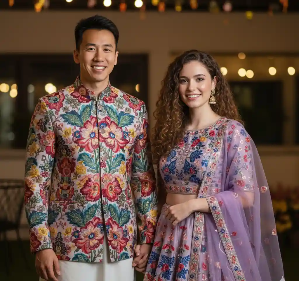 Portrait In Traditional AI Couple Photo Template Portrait In Traditional AI Couple Photo Template