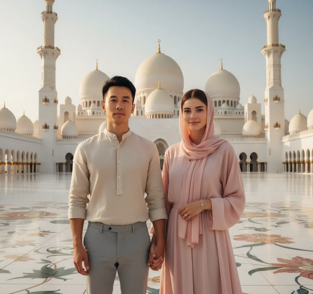 Sheikh Zayed Grand Mosque AI Couple Photo Template Sheikh Zayed Grand Mosque AI Couple Photo Template