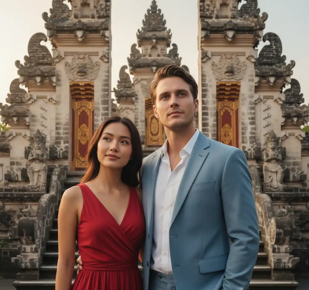 Temple Bali AI Couple Photo Template Temple Bali AI Couple Photo Template