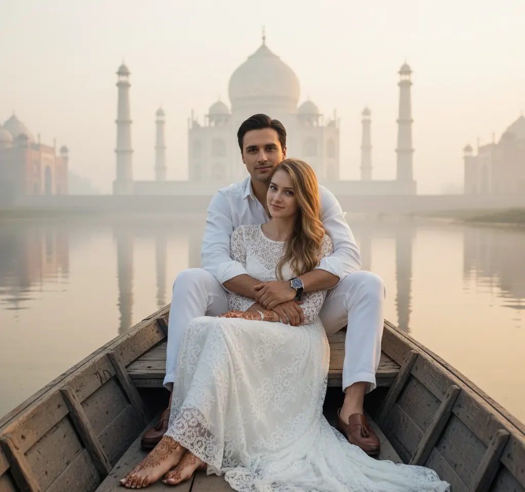 Taj Mahal AI Couple Photo Template