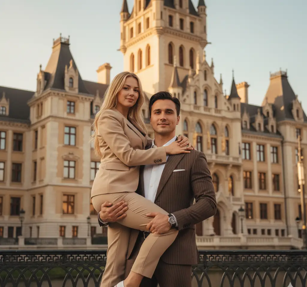 Arbat Street Moscow AI Couple Photo Template