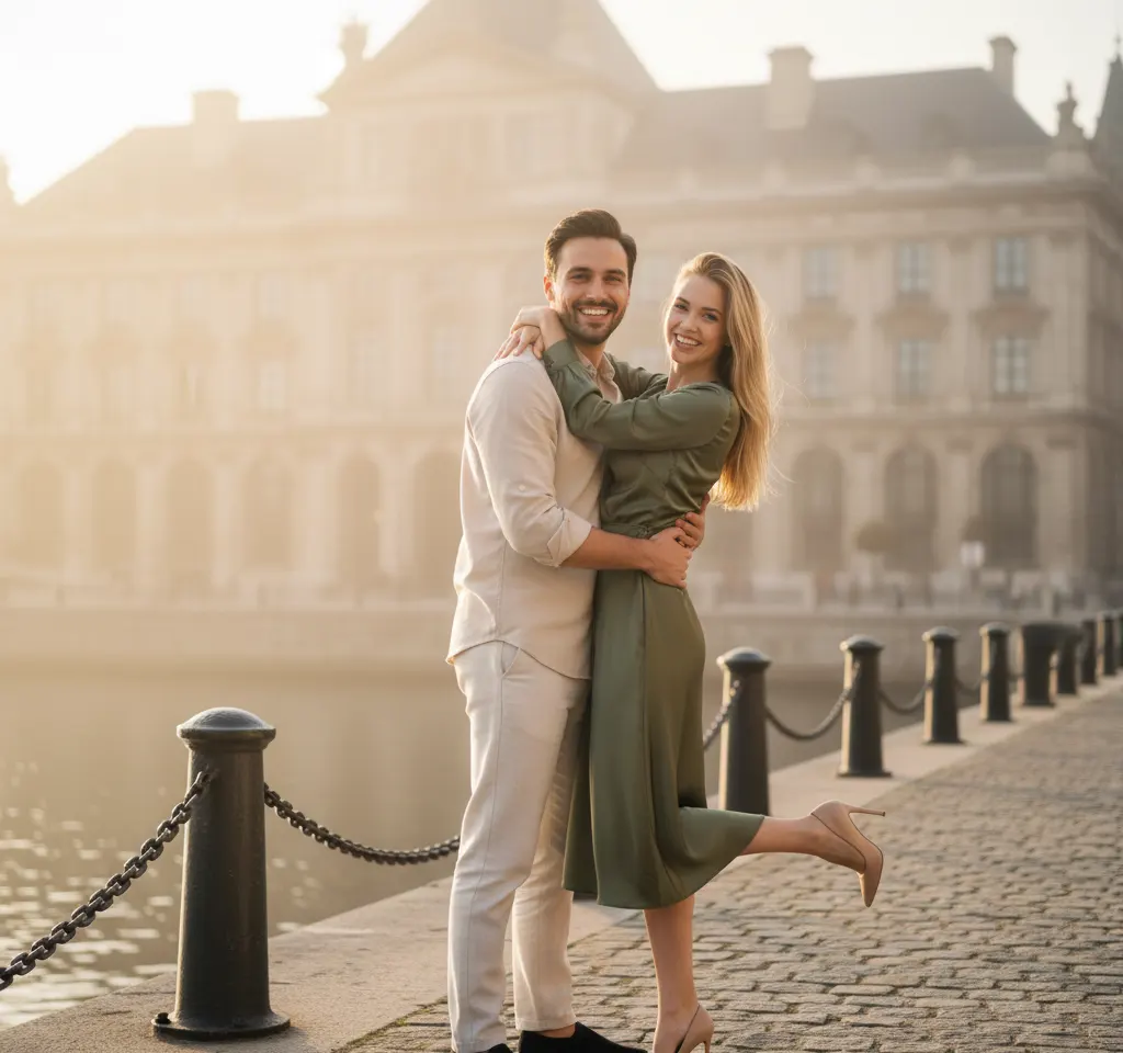 Beach In Germany AI Couple Photo Template