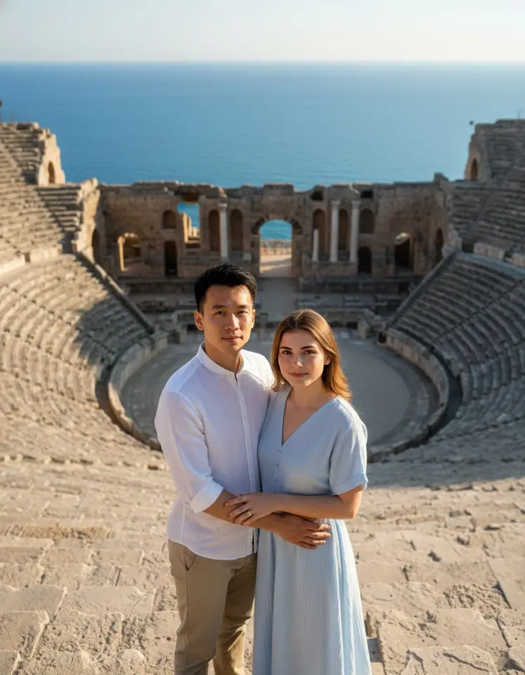 Caesarea National Park AI Couple Photo Template