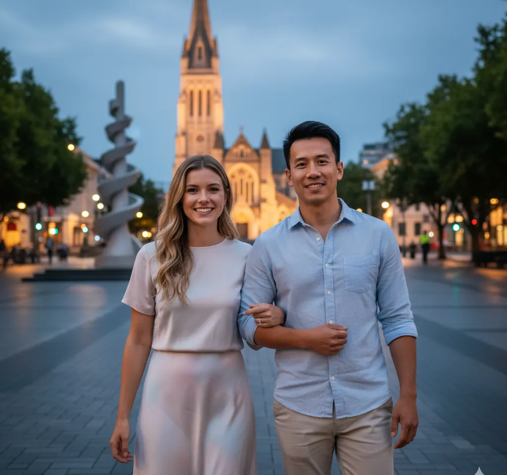 Christchurch AI Couple Photo Template