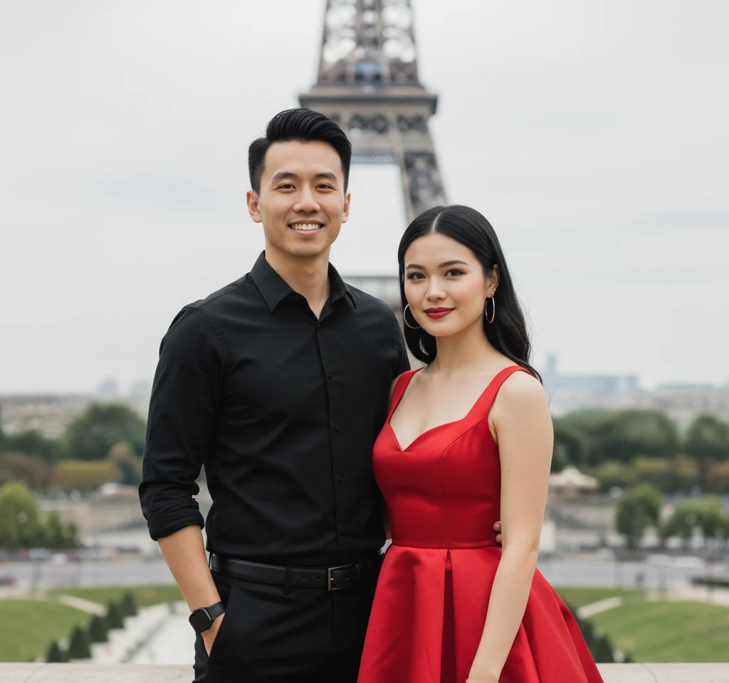 Cloudy Yet Paris AI Couple Photo Template