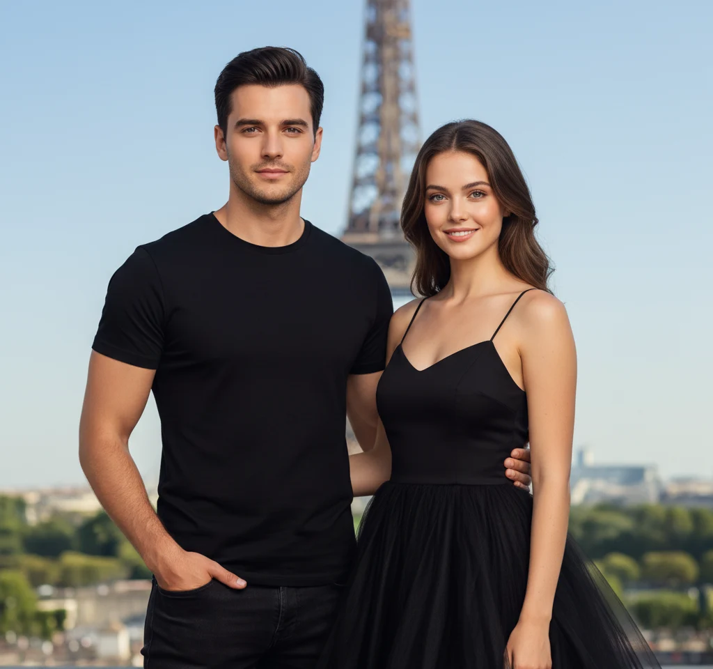 Trocadero Eiffel Tower AI Couple Photo Template