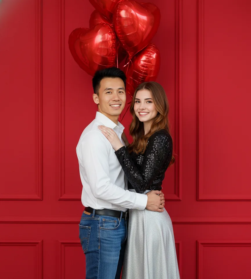 Valentine'S Hug AI Couple Photo Template