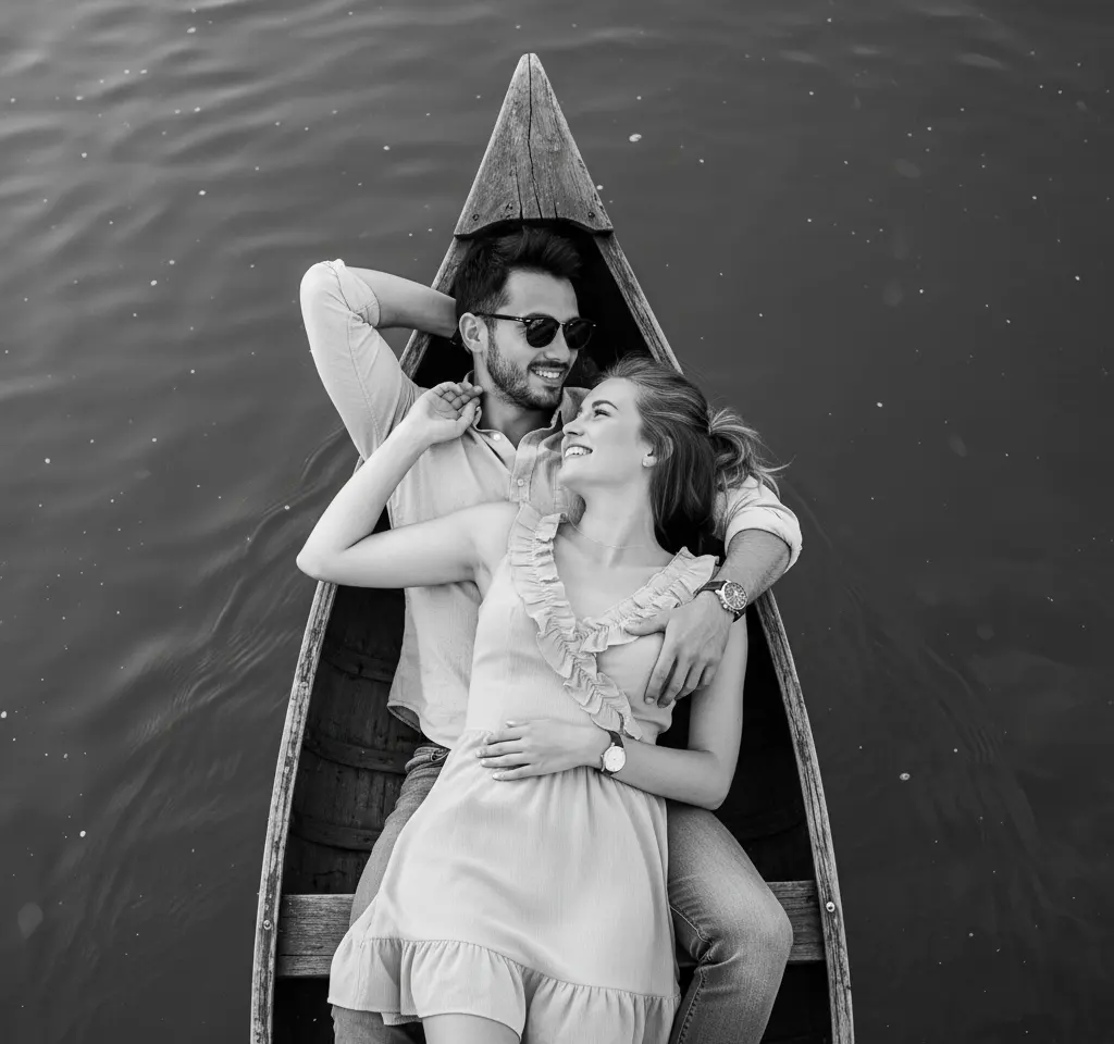 Boat Pre Wedding Style AI Couple Photo Template Boat Pre Wedding Style AI Couple Photo Template