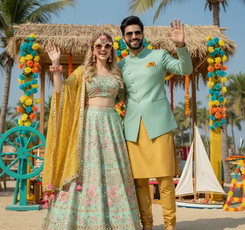 Haldi Function AI Couple Photo Template Haldi Function AI Couple Photo Template