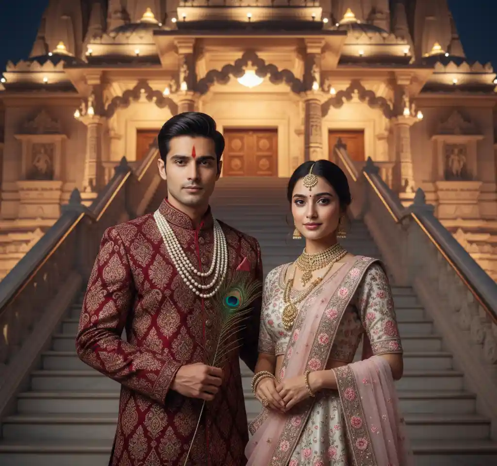 Temple Wedding AI Couple Photo Template Temple Wedding AI Couple Photo Template