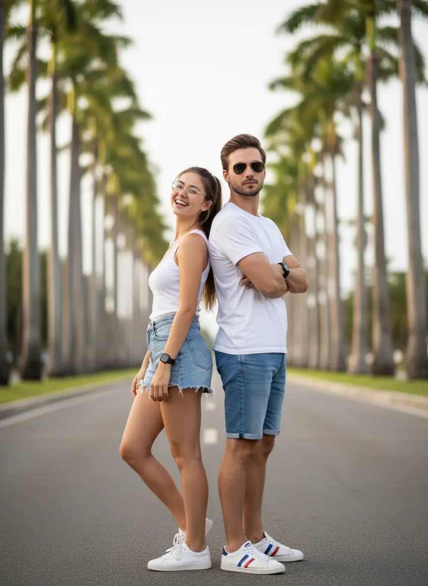 Goa vacation beach side AI couple holiday photo on sand
