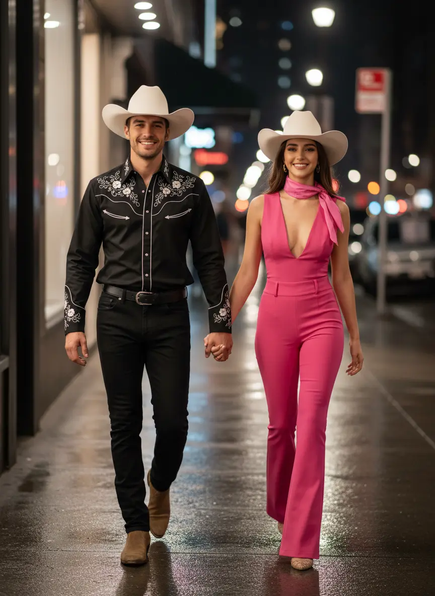 Travel street walking couple AI photography in London city